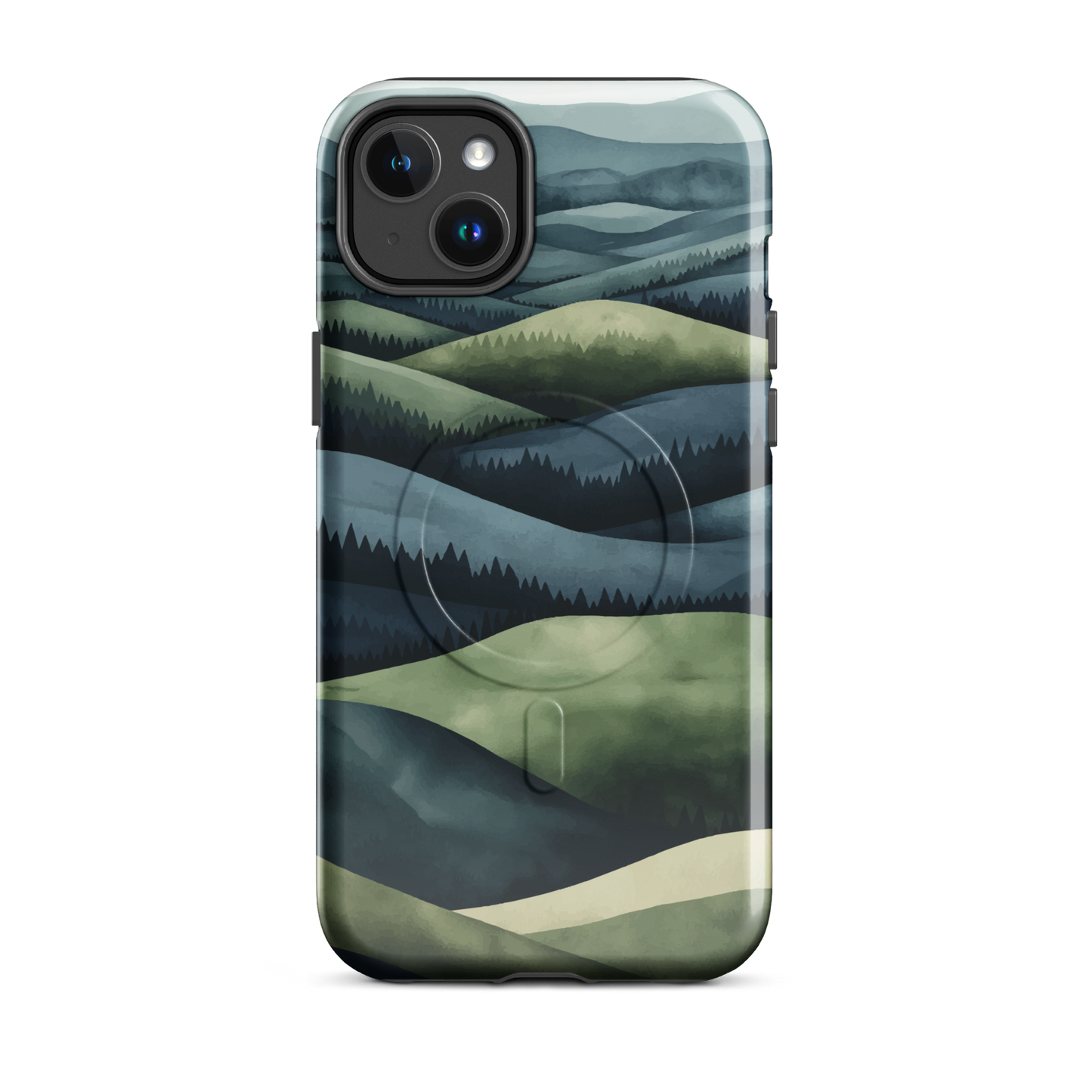 'Blue Mountains' iPhone 14 Plus MagSafe tough phone case - protective glossy case NZ Australia