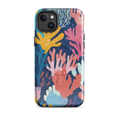 'Coral Reef' iPhone 14 Plus MagSafe tough phone case - protective glossy case NZ Australia