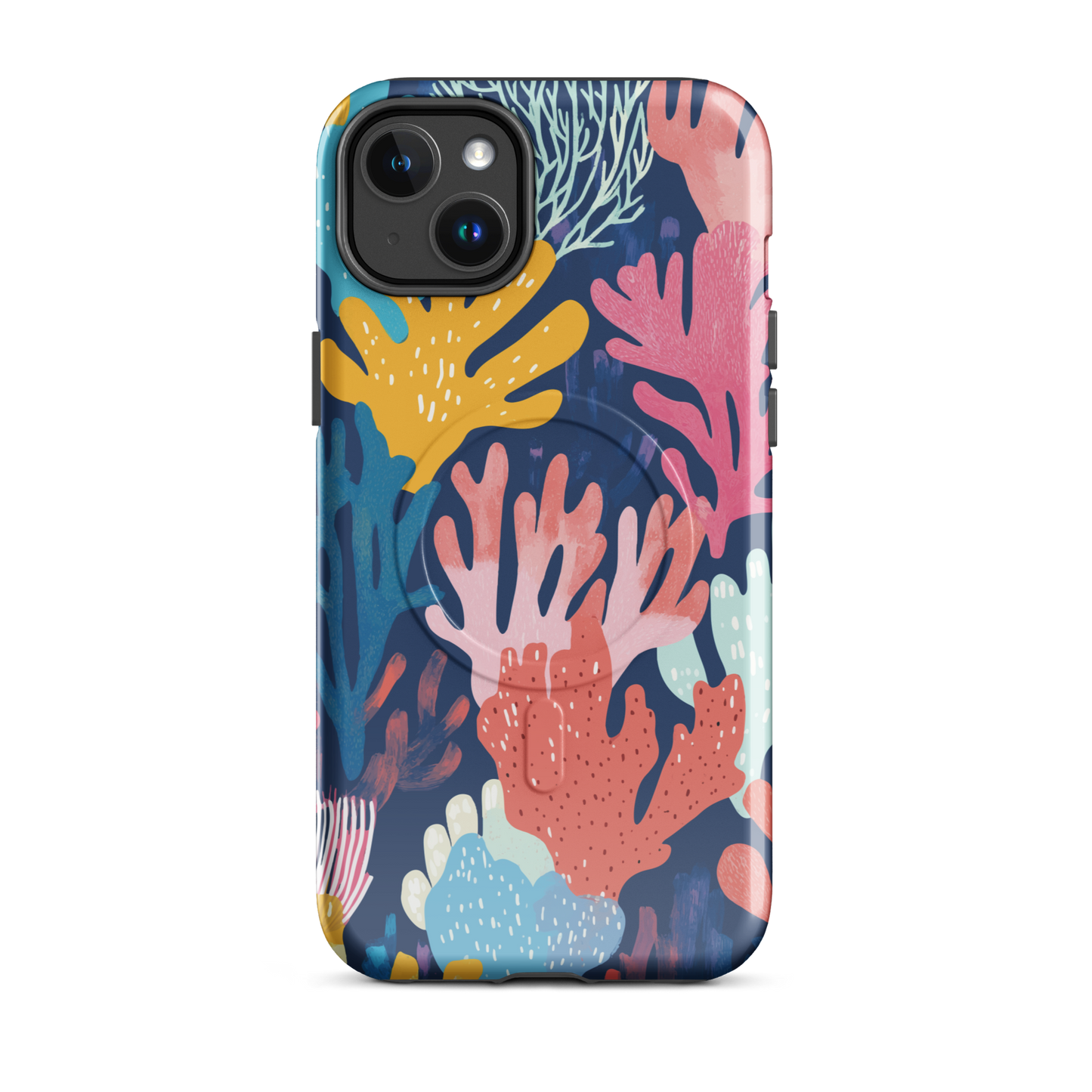 'Coral Reef' iPhone 14 Plus MagSafe tough phone case - protective glossy case NZ Australia