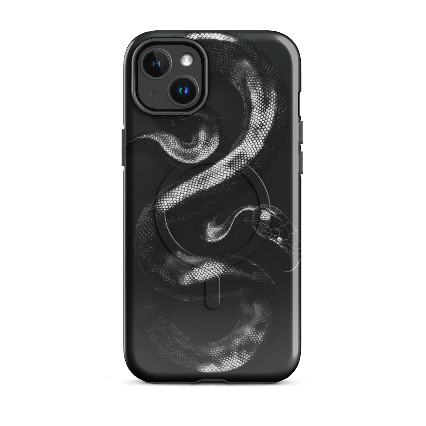 'Black Python' iPhone 14 Plus MagSafe tough phone case - protective glossy case NZ Australia