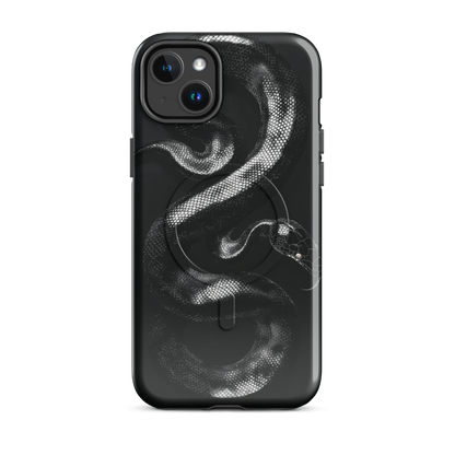 'Black Python' iPhone 14 Plus MagSafe tough phone case - protective glossy case NZ Australia