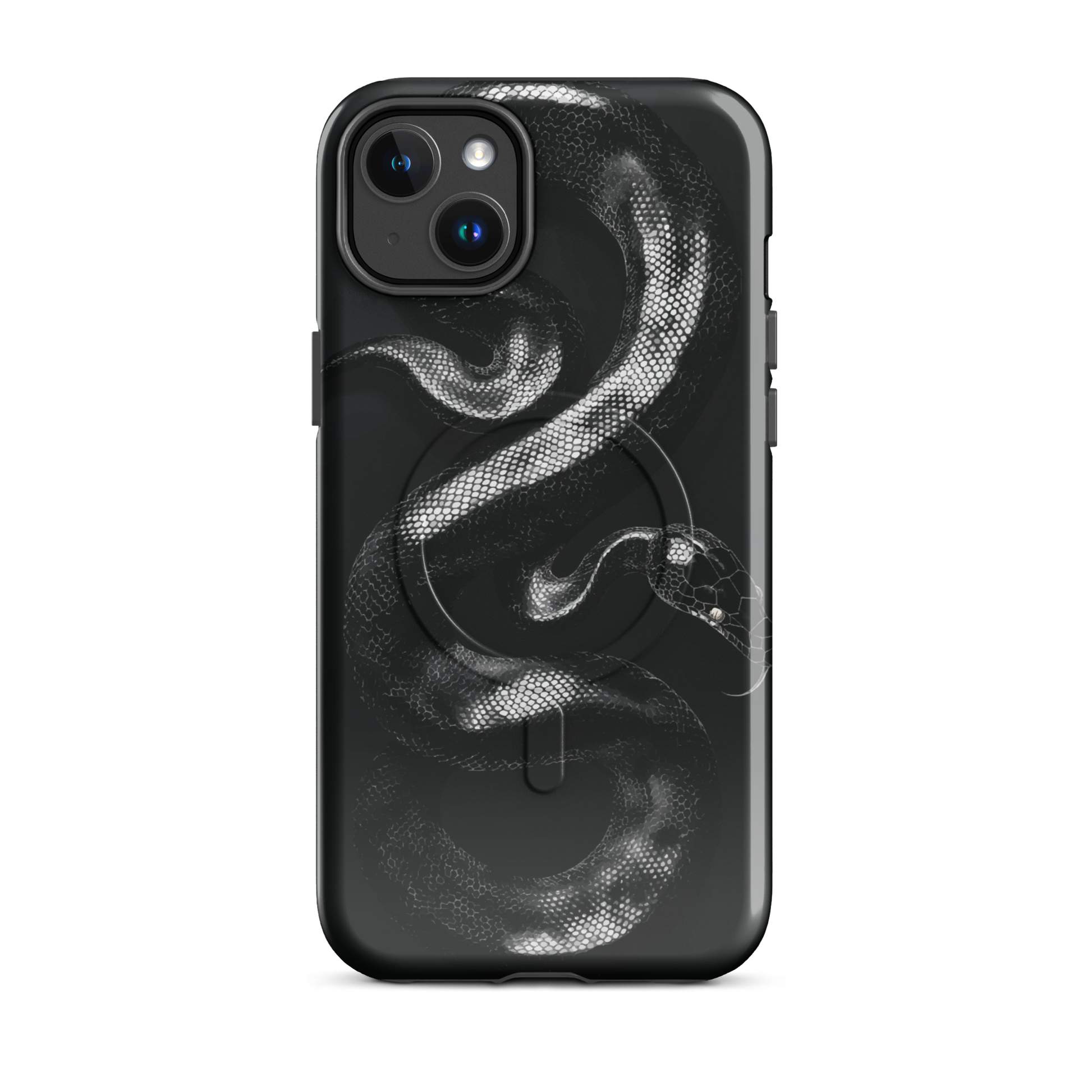 'Black Python' iPhone 14 Plus MagSafe tough phone case - protective glossy case NZ Australia