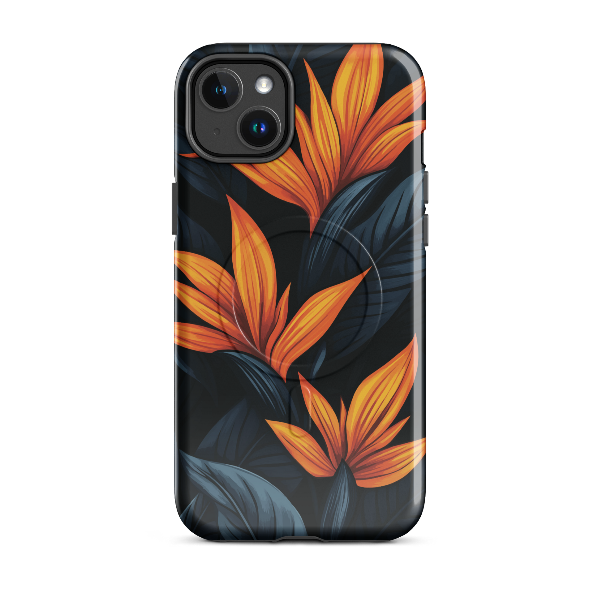 'Bird of Paradise' iPhone 14 Plus MagSafe tough phone case - protective glossy case NZ Australia
