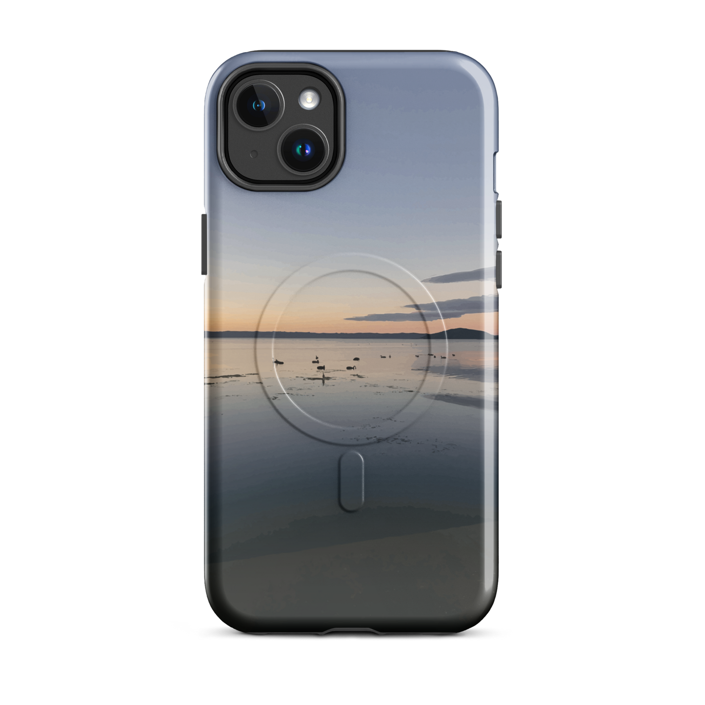 'Whispers on the Lake' iPhone 14 Plus MagSafe tough phone case - protective glossy case NZ Australia