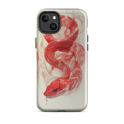'Red Snake' iPhone 14 Plus MagSafe tough phone case - protective glossy case NZ Australia