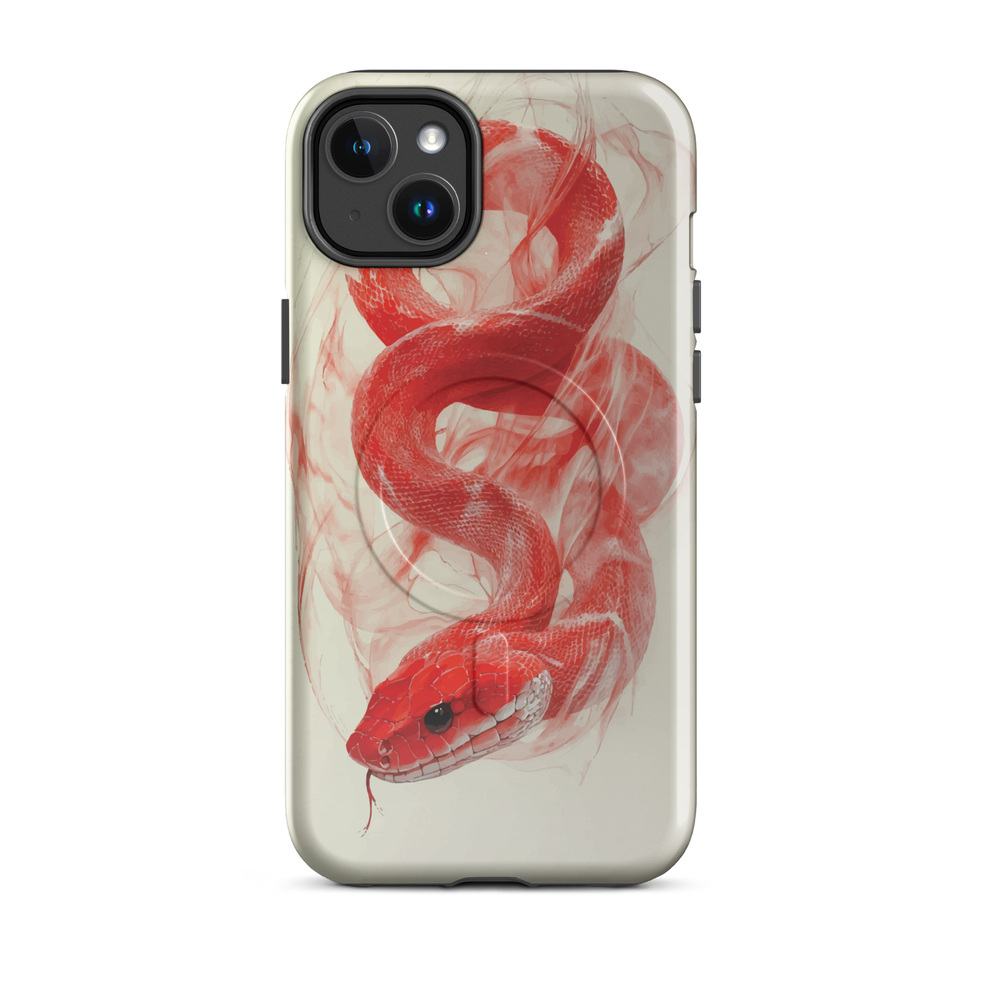 'Red Snake' iPhone 14 Plus MagSafe tough phone case - protective glossy case NZ Australia