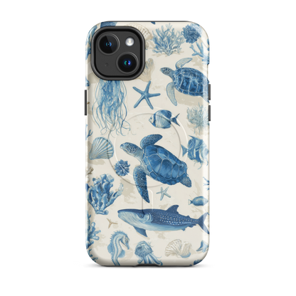 'Ocean Sketchbook' iPhone 14 Plus MagSafe tough phone case - protective glossy case NZ Australia