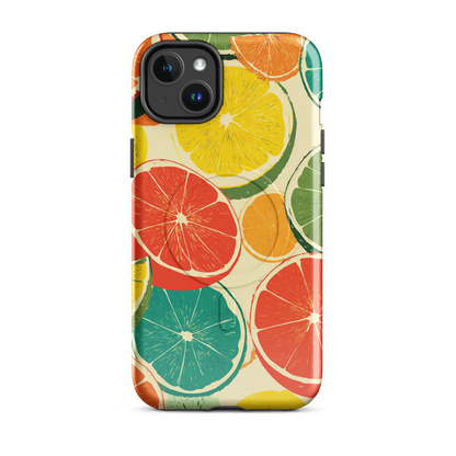 'Citrus Pop' iPhone 14 Plus MagSafe tough phone case - protective glossy case NZ Australia