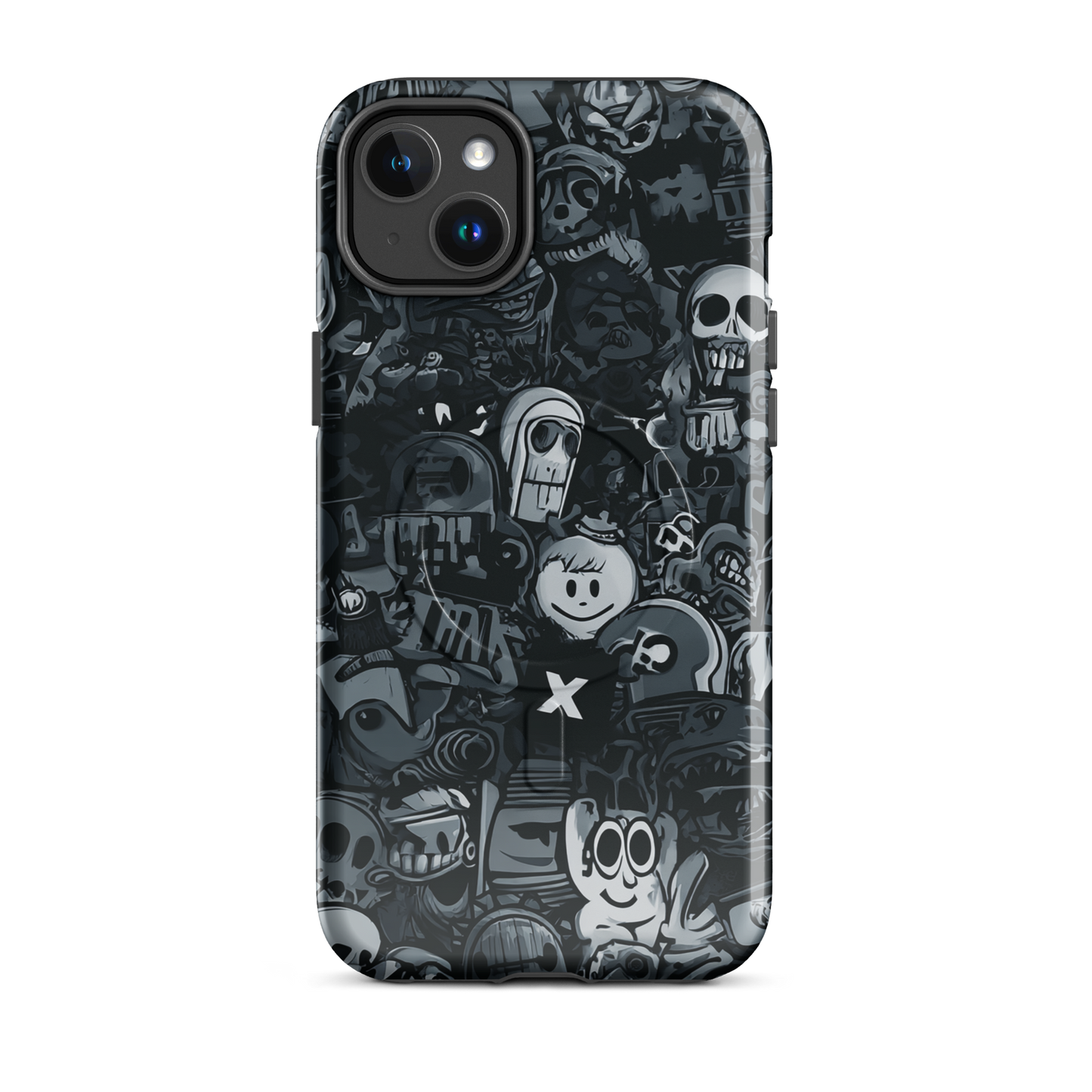 'Midnight Stickers' iPhone 14 Plus MagSafe tough phone case - protective glossy case NZ Australia