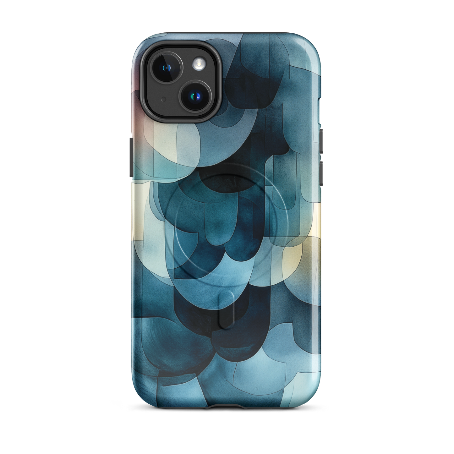 'Blue Forms' iPhone 14 Plus MagSafe tough phone case - protective glossy case NZ Australia