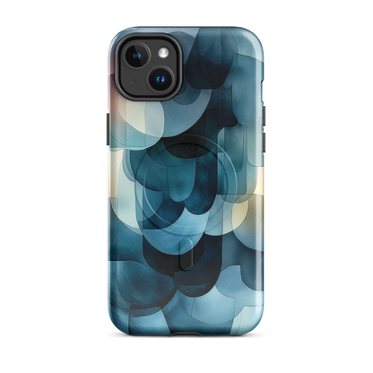 'Blue Forms' iPhone 14 Plus MagSafe tough phone case - protective glossy case NZ Australia