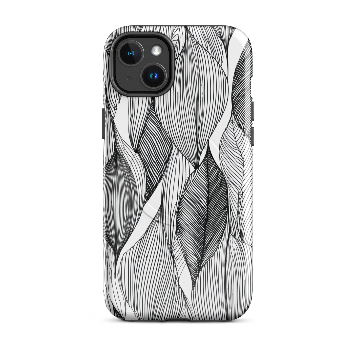 'Botanical Lines' iPhone 14 Plus MagSafe tough phone case - protective glossy case NZ Australia
