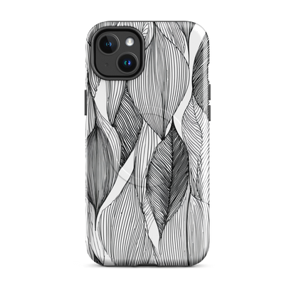 'Botanical Lines' iPhone 14 Plus MagSafe tough phone case - protective glossy case NZ Australia
