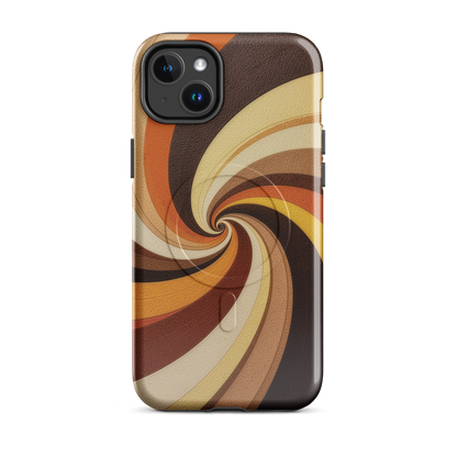 'Golden Swirl' iPhone 14 Plus MagSafe tough phone case - protective glossy case NZ Australia