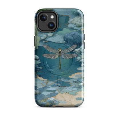 'Dragonfly Glade' iPhone 14 Plus MagSafe tough phone case - protective glossy case NZ Australia