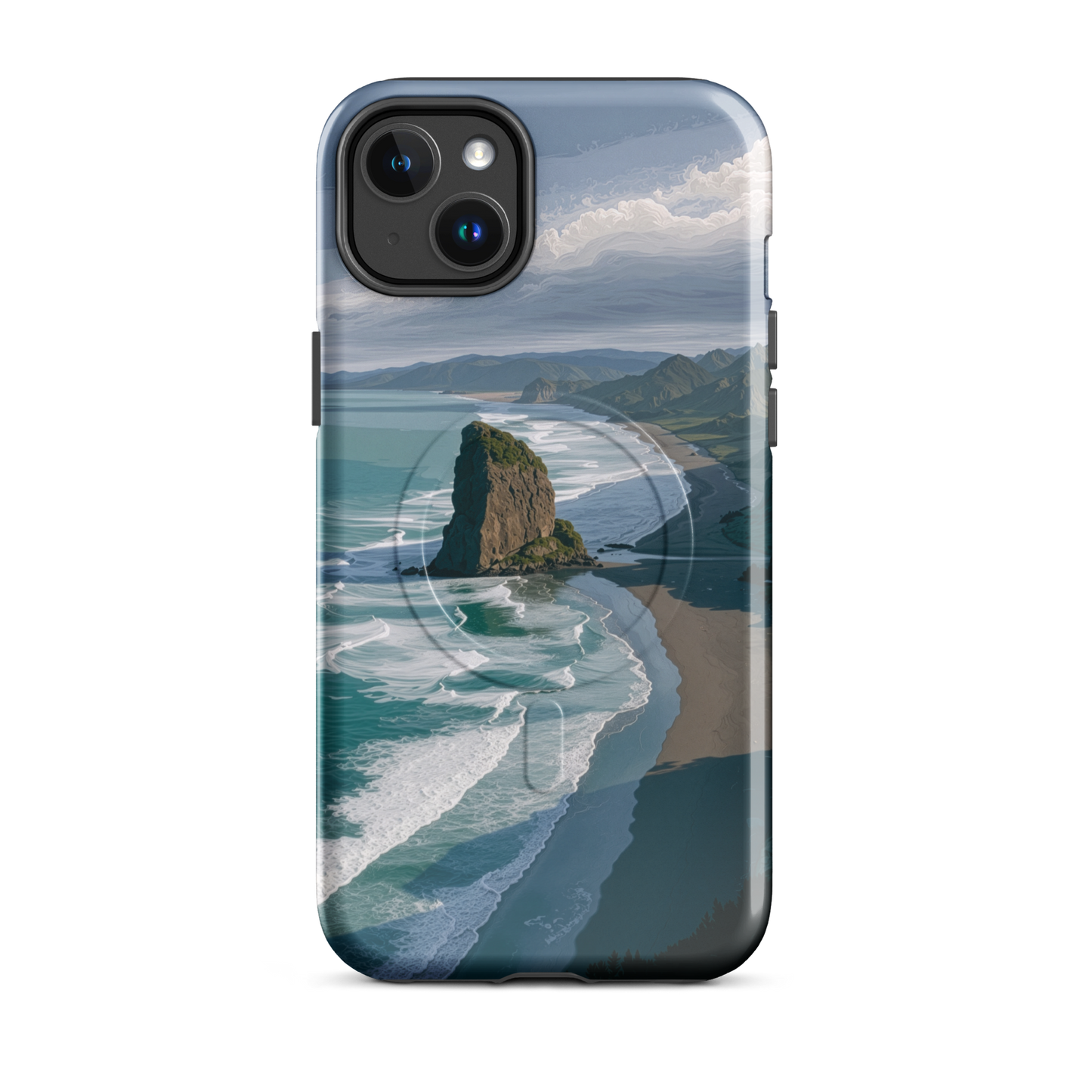 'Piha Beach' iPhone 14 Plus MagSafe tough phone case - protective glossy case NZ Australia