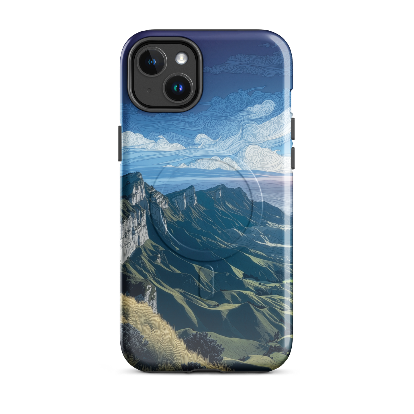 'Te Mata Peak' iPhone 14 Plus MagSafe tough phone case - protective glossy case NZ Australia
