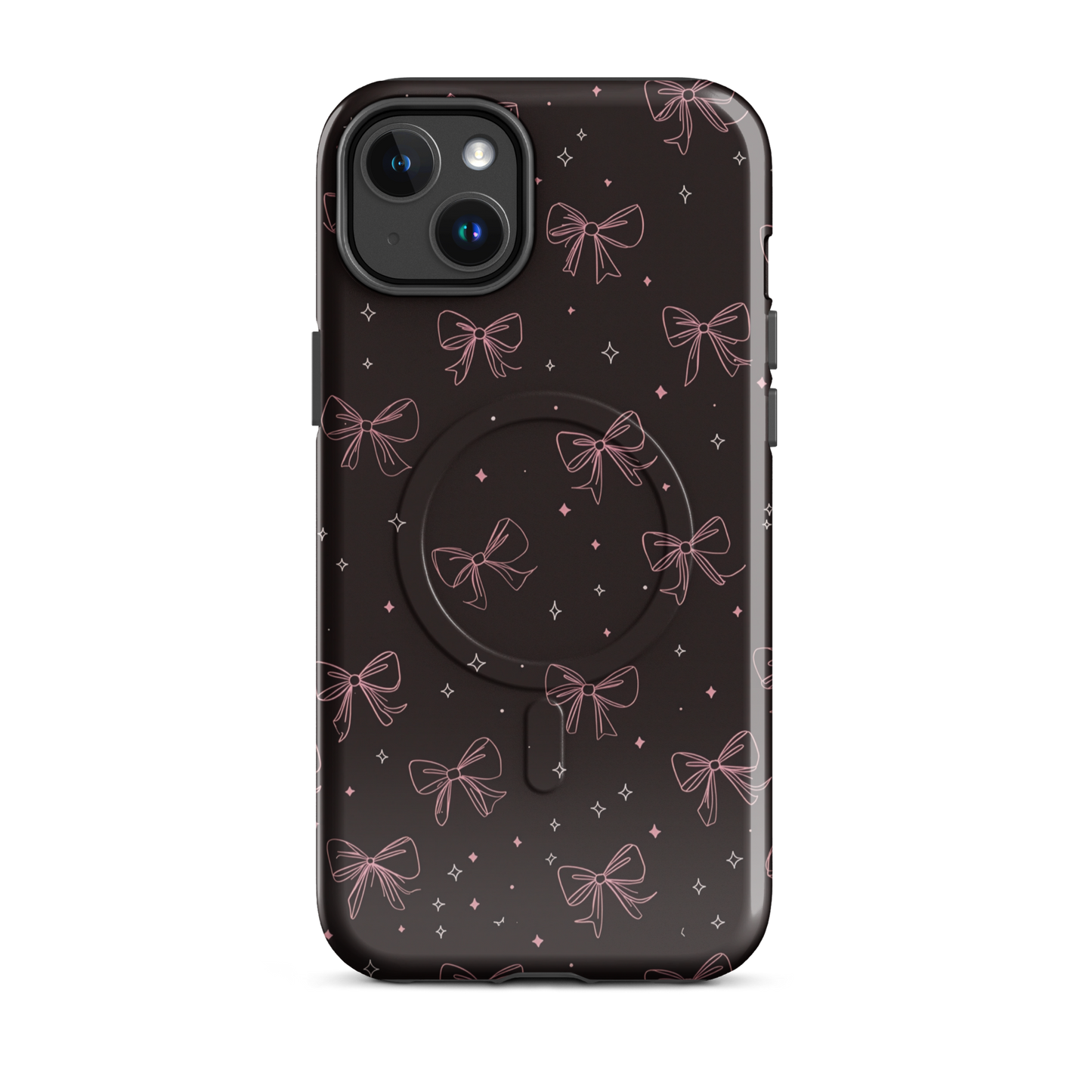 'Midnight Bow' iPhone 14 Plus MagSafe tough phone case - protective glossy case NZ Australia