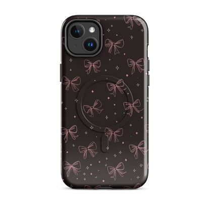 'Midnight Bow' iPhone 14 Plus MagSafe tough phone case - protective glossy case NZ Australia