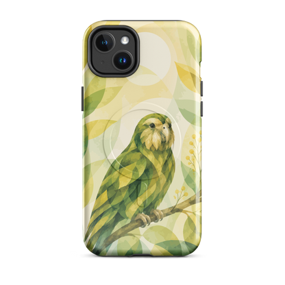 'Kakapo' iPhone 14 Plus MagSafe tough phone case - protective glossy case NZ Australia