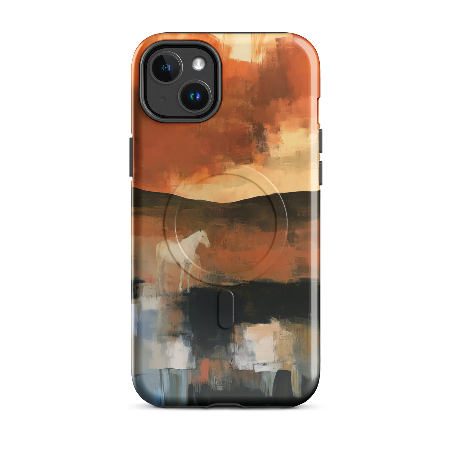 'Ember Fields' iPhone 14 Plus MagSafe phone case - protective glossy case NZ Australia