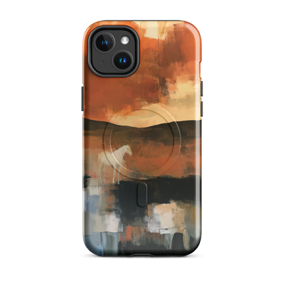 'Ember Fields' iPhone 14 Plus MagSafe phone case - protective glossy case NZ Australia