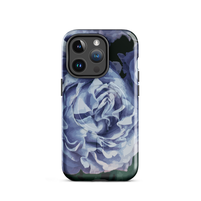 'Blue Rose' iPhone 14 Pro MagSafe tough phone case - protective glossy case NZ Australia