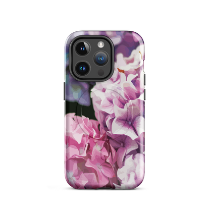 'Hydrangea' iPhone 14 Pro MagSafe tough phone case - protective glossy case NZ Australia