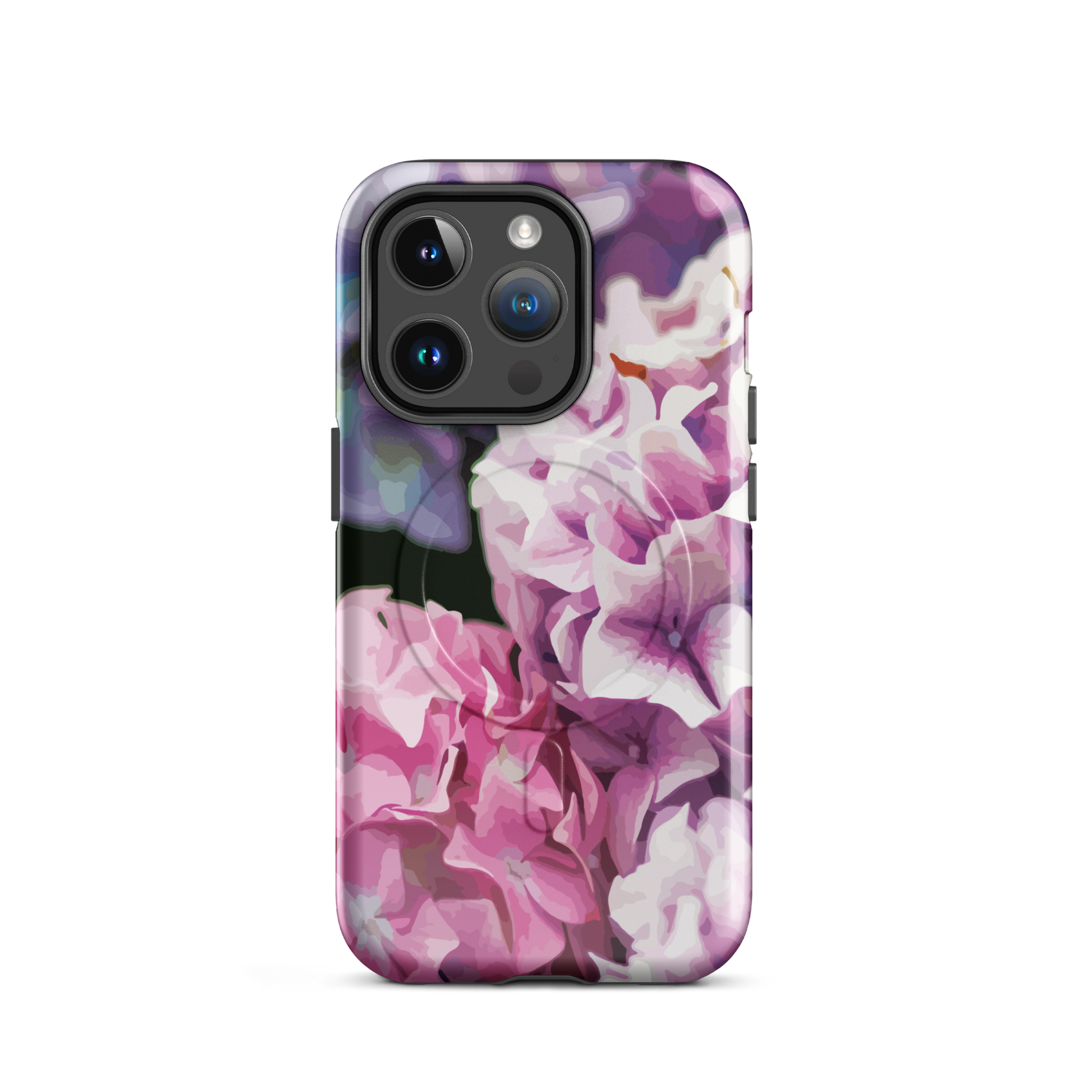 'Hydrangea' iPhone 14 Pro MagSafe tough phone case - protective glossy case NZ Australia
