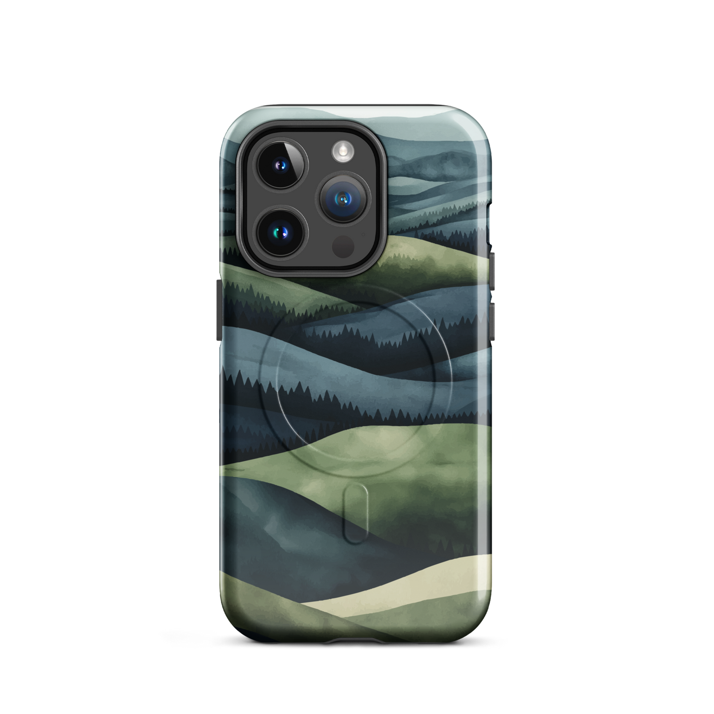 'Blue Mountains' iPhone 14 Pro MagSafe tough phone case - protective glossy case NZ Australia