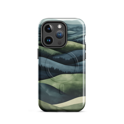 'Blue Mountains' iPhone 14 Pro MagSafe tough phone case - protective glossy case NZ Australia