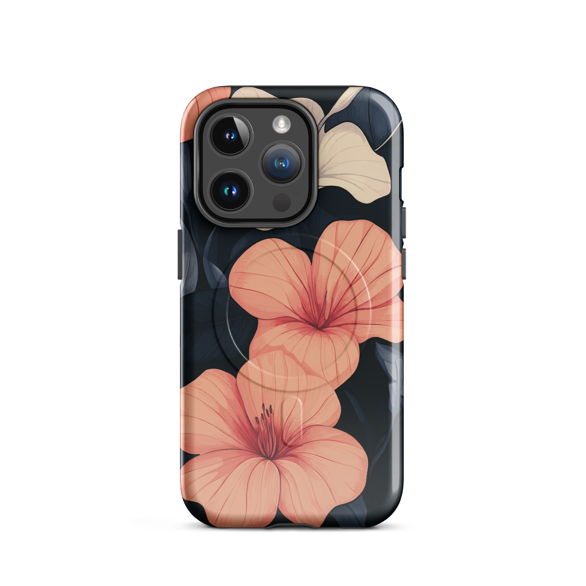 'Hibiscus Flower' iPhone 14 Pro MagSafe tough phone case - protective glossy case NZ Australia