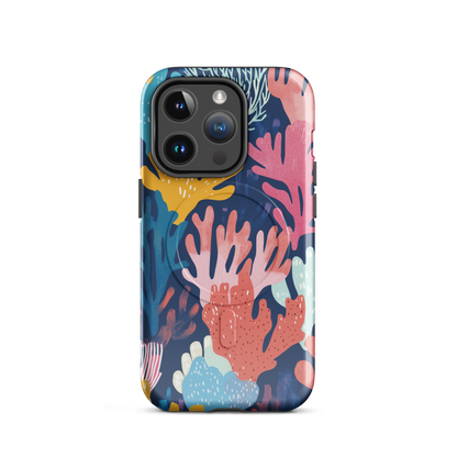 'Coral Reef' iPhone 14 Pro MagSafe tough phone case - protective glossy case NZ Australia