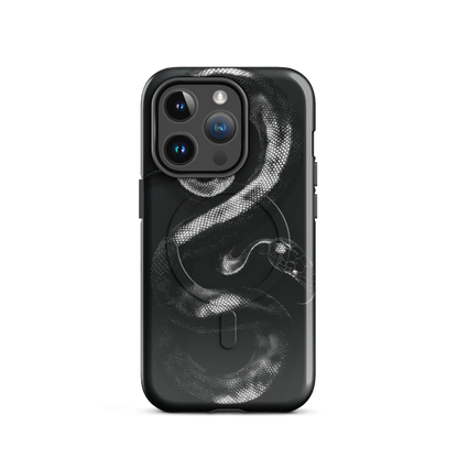 'Black Python' iPhone 14 Pro MagSafe tough phone case - protective glossy case NZ Australia