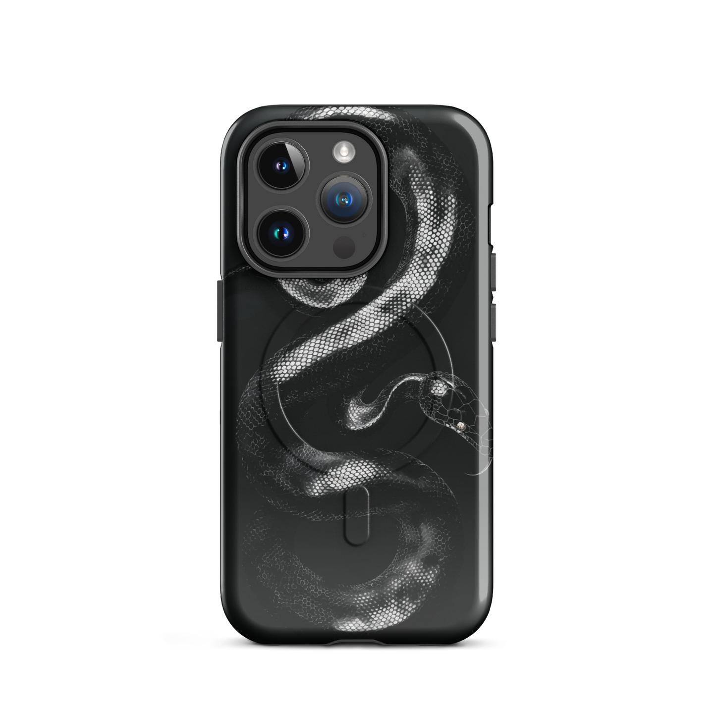 'Black Python' iPhone 14 Pro MagSafe tough phone case - protective glossy case NZ Australia