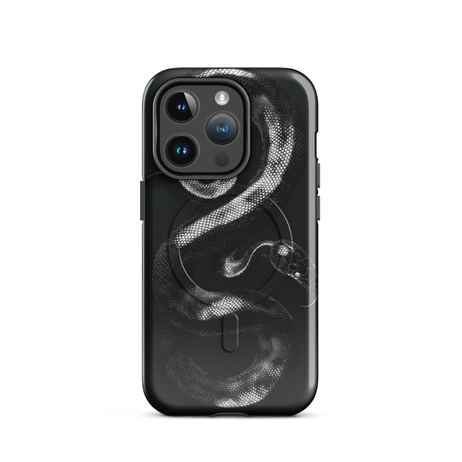 'Black Python' iPhone 14 Pro MagSafe tough phone case - protective glossy case NZ Australia