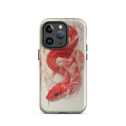 'Red Snake' iPhone 14 Pro MagSafe tough phone case - protective glossy case NZ Australia