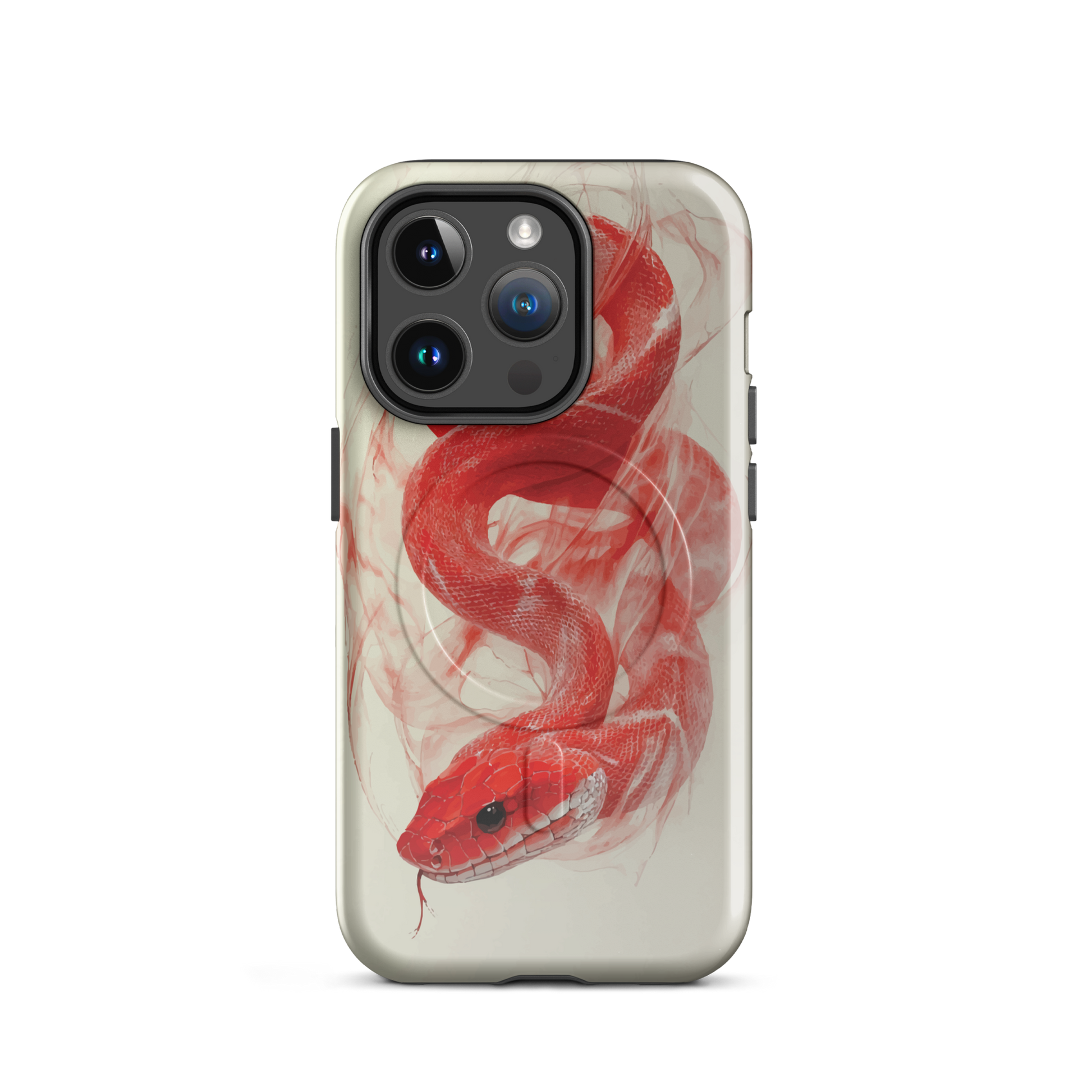 'Red Snake' iPhone 14 Pro MagSafe tough phone case - protective glossy case NZ Australia