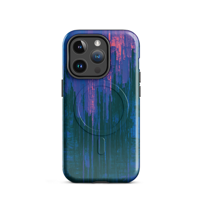 'Digital Glitch' iPhone 14 Pro MagSafe tough phone case - protective glossy case NZ Australia
