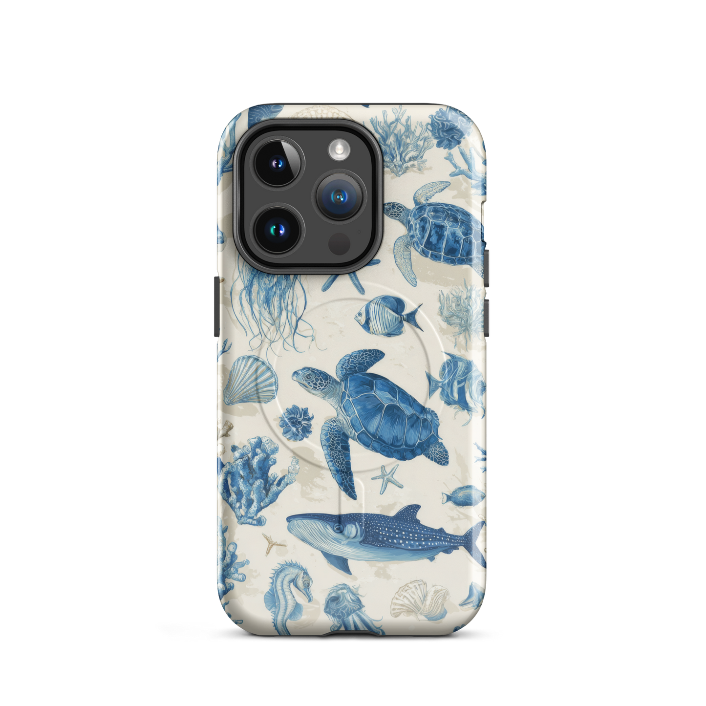 'Ocean Sketchbook' iPhone 14 Pro MagSafe tough phone case - protective glossy case NZ Australia