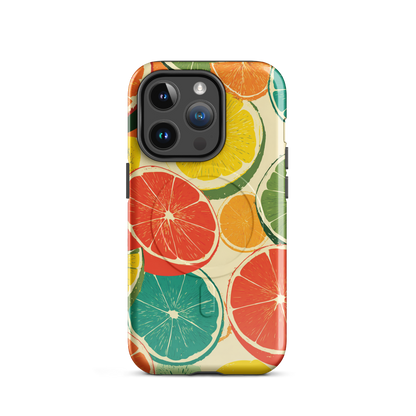 'Citrus Pop' iPhone 14 Pro MagSafe tough phone case - protective glossy case NZ Australia
