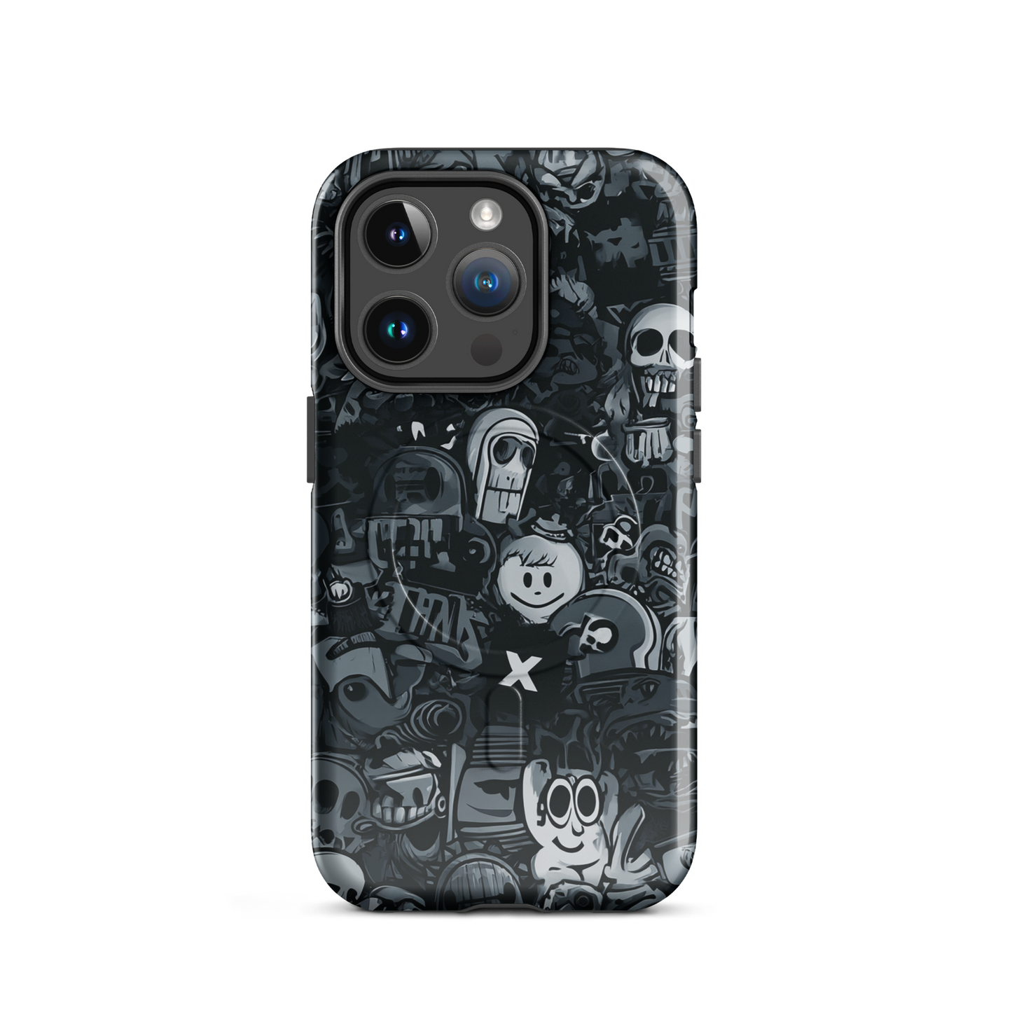'Midnight Stickers' iPhone 14 Pro MagSafe tough phone case - protective glossy case NZ Australia