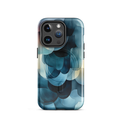 'Blue Forms' iPhone 14 Pro MagSafe tough phone case - protective glossy case NZ Australia