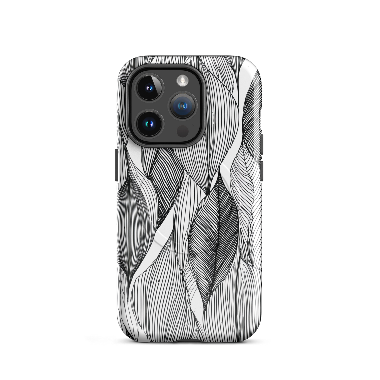 'Botanical Lines' iPhone 14 Pro MagSafe tough phone case - protective glossy case NZ Australia