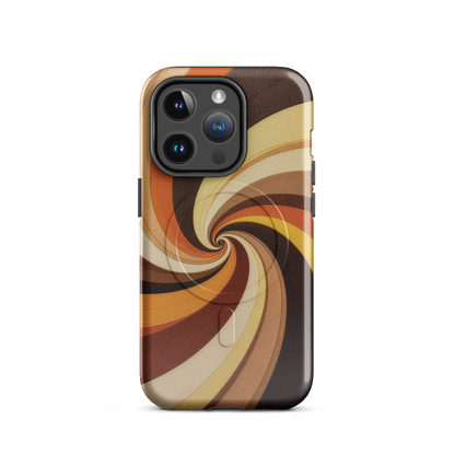 'Golden Swirl' iPhone 14 Pro MagSafe tough phone case - protective glossy case NZ Australia