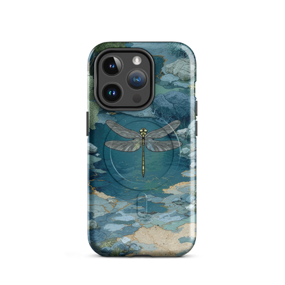 'Dragonfly Glade' iPhone 14 Pro MagSafe tough phone case - protective glossy case NZ Australia