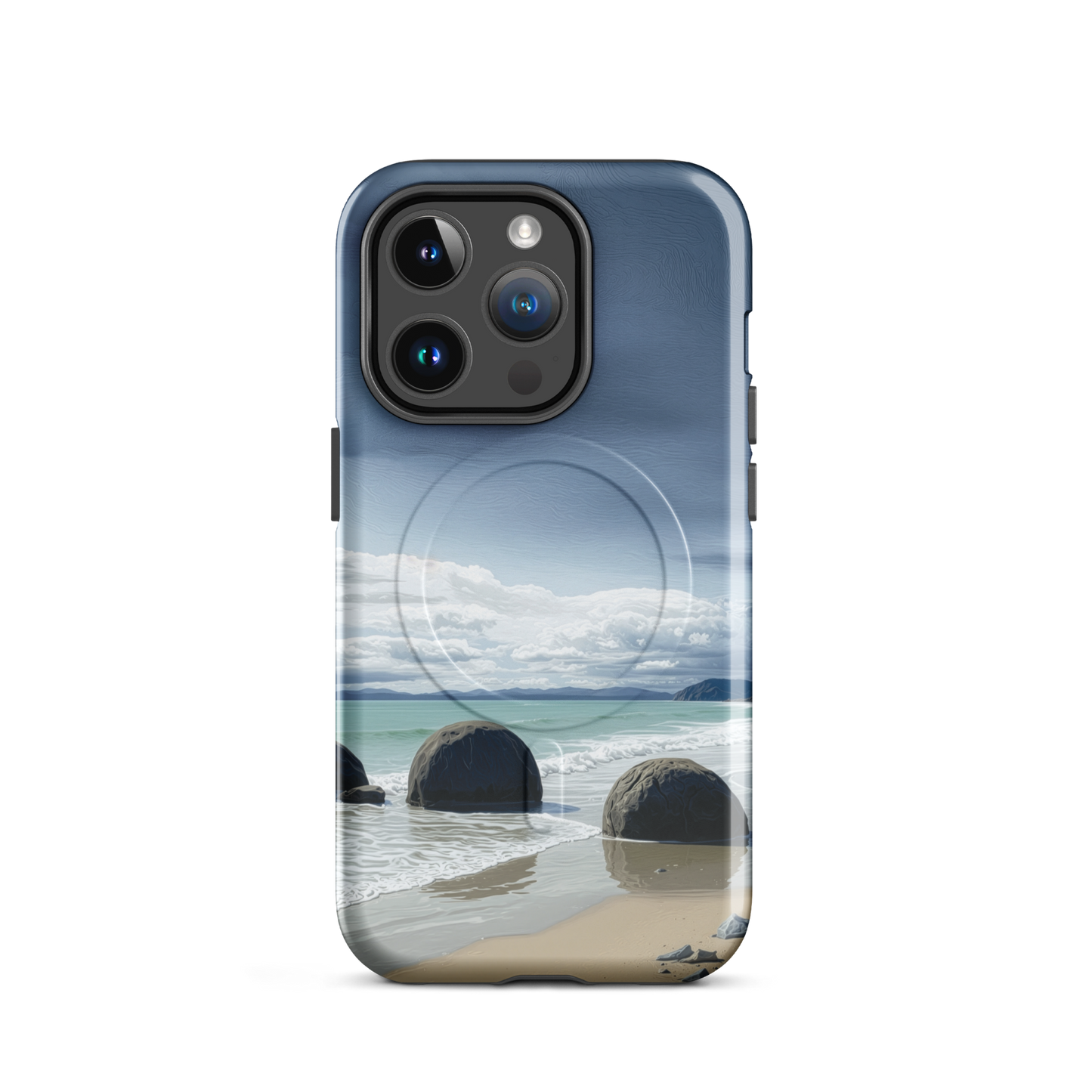 'Moeraki Boulders' iPhone 14 Pro MagSafe tough phone case - protective glossy case NZ Australia