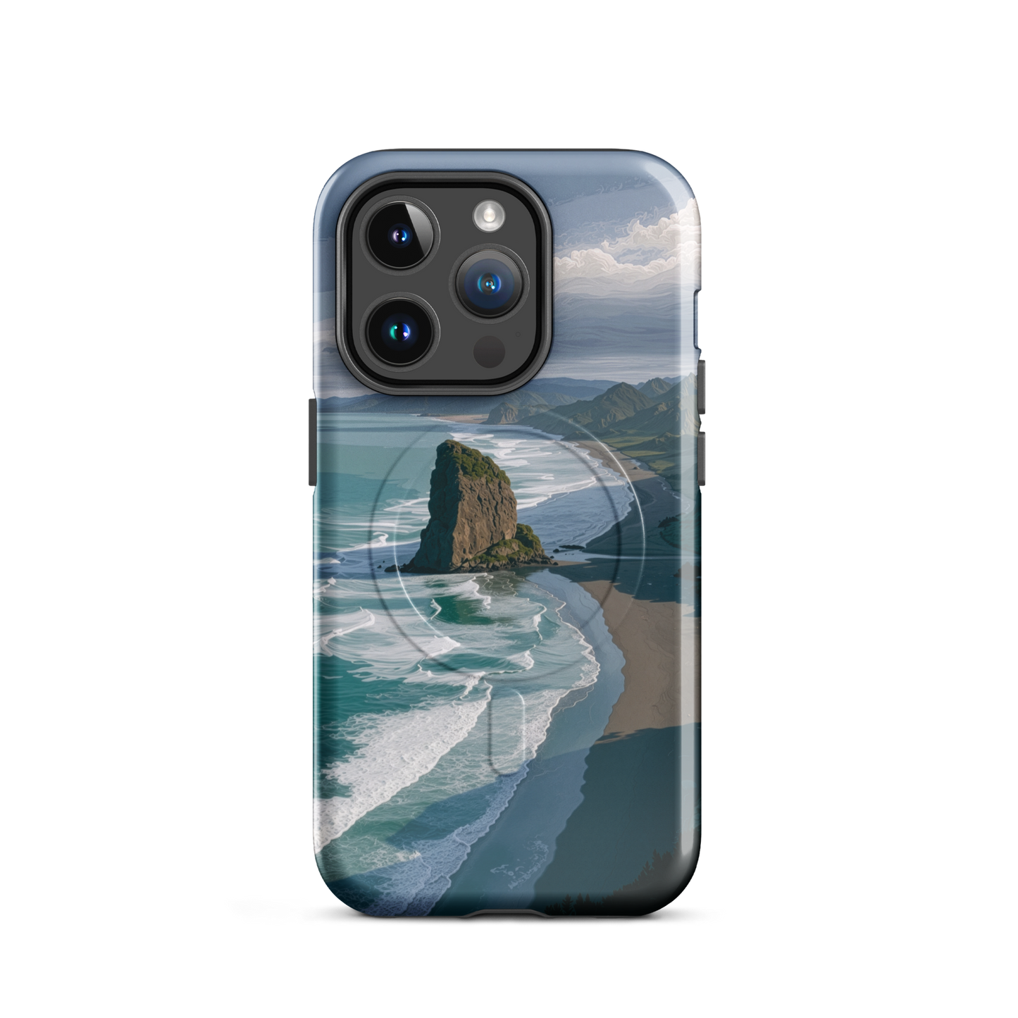 'Piha Beach' iPhone 14 Pro MagSafe tough phone case - protective glossy case NZ Australia