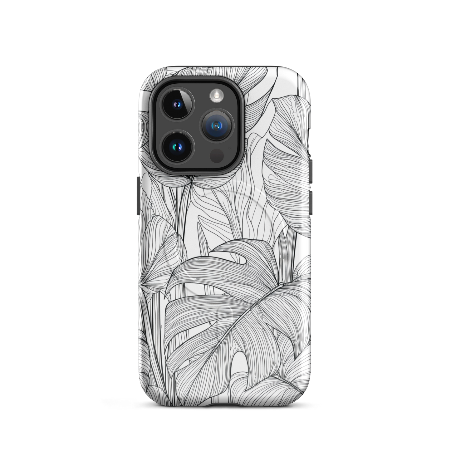 'Tropical Lines' iPhone 14 Pro MagSafe tough phone case - protective glossy case NZ Australia