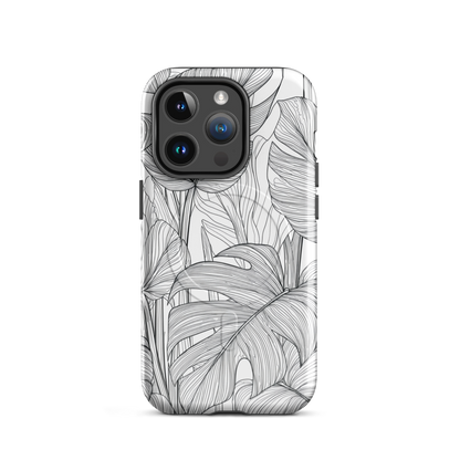 'Tropical Lines' iPhone 14 Pro MagSafe tough phone case - protective glossy case NZ Australia